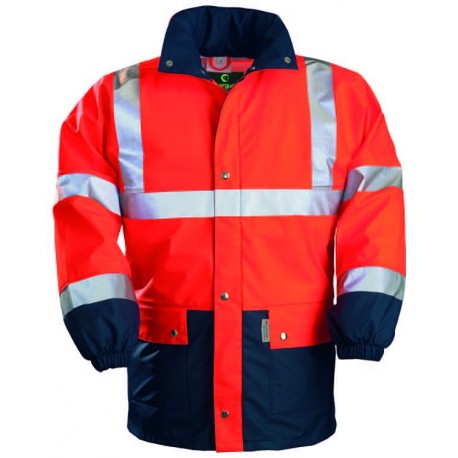 Veste HARBOR PU Hi viz orange/bleu marine 3M